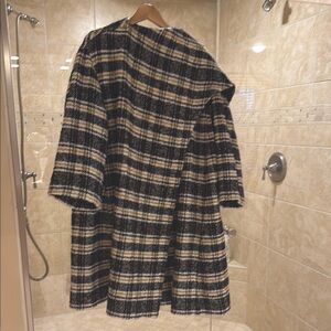 Maje Black and White Teddy Jacket Oversized Cozy Style with scarf